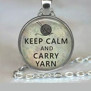 Keep Calm and Carry Yarn Silver & Glass Necklace